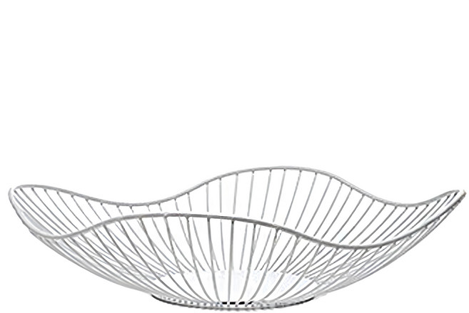 好物良品 客廳裝飾藝術金屬鏤空收納水果籃 花邊形矮款 白色, 1個