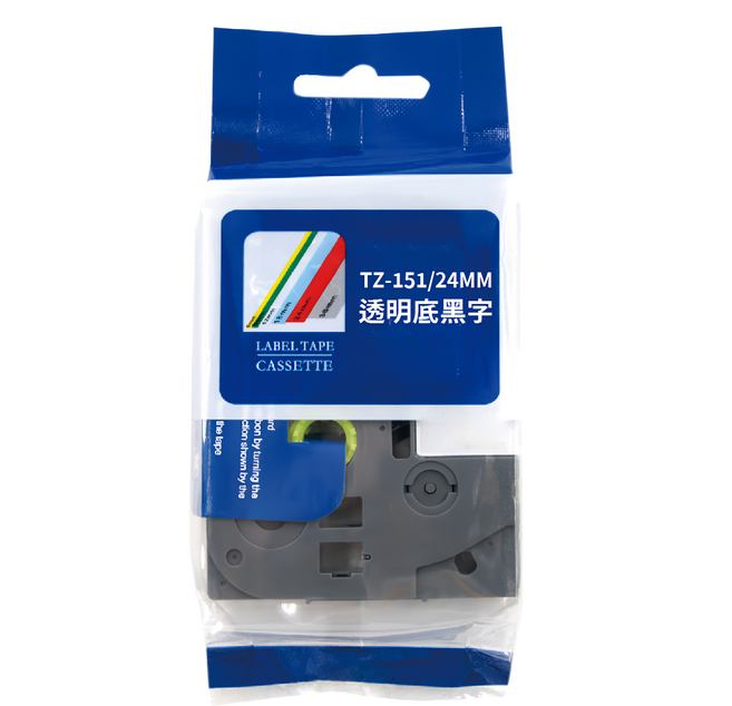 NEXTPAGE 台灣榮工 BROTHER 相容護貝標籤帶 TZ-151/24MM 透明底黑字 適用於PT系列標籤機, 8m