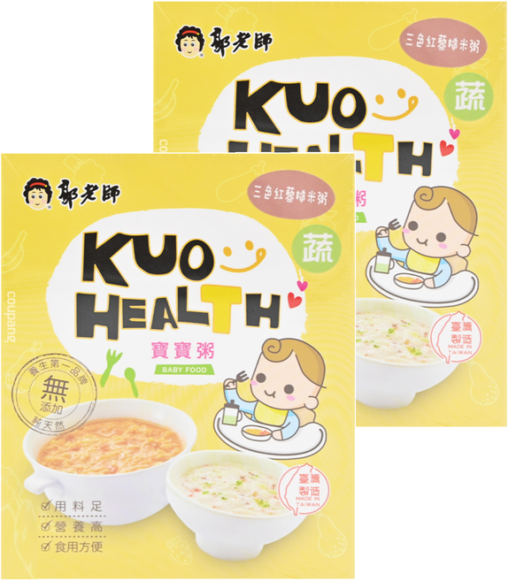 郭老師 常溫寶寶粥 富含膳食纖維 無麩質材料 高溫處理 適合8個月以上寶寶, 300g, 2盒, 三色紅藜糙米