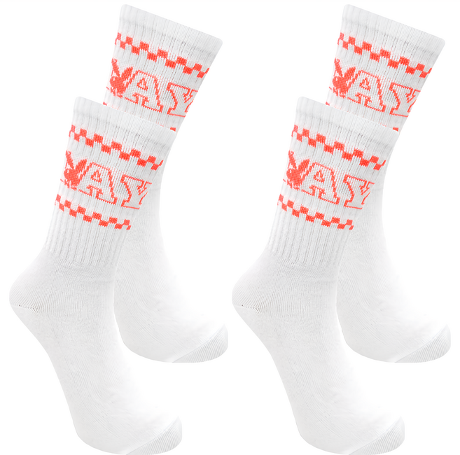 PLAYBOY 螢光方格中筒襪