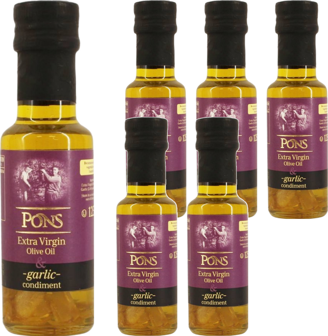 PONS 龐世 特級冷壓橄欖油 大蒜風味, 125ml, 6瓶