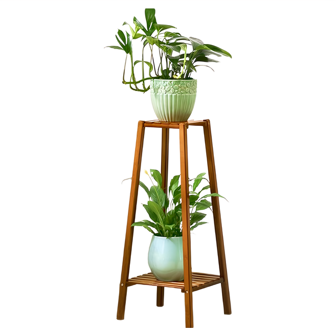 塔型楠竹花架 Y10012F 2層 4kg, 木色, 1個