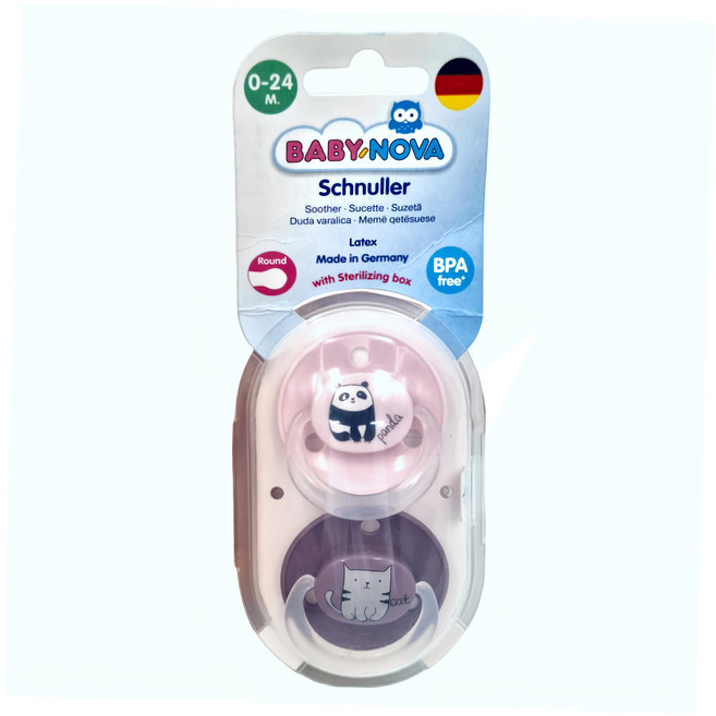 BABYNOVA 安撫奶嘴, 0~24個月, 粉熊貓, 1個