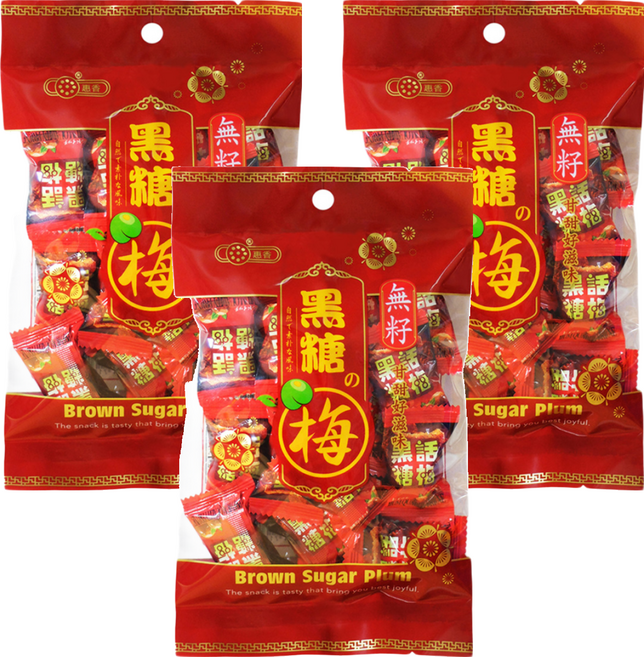 惠香食品 黑糖話梅糖 無籽 口味純正 香濃無比, 140g, 3袋