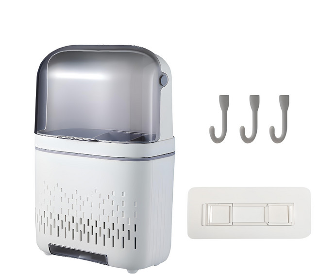 MEO 壁掛兩用三格餐具筒, 白+灰, 1個