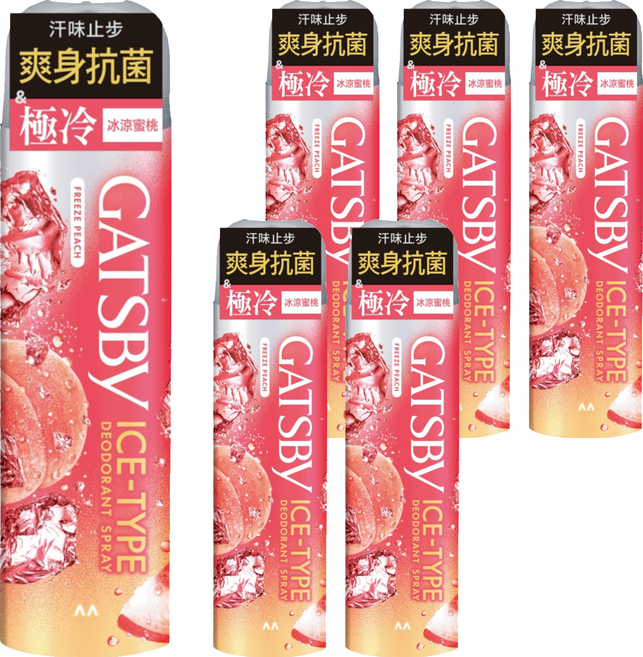 GATSBy 冰漩爽身噴霧 冰涼蜜桃, 216ml, 6瓶