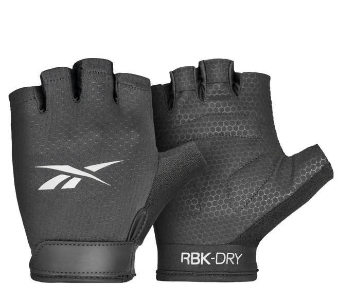 Reebok 銳步 Fitness Gloves 短指透氣健身手套, 黑色, 1雙