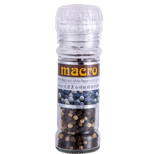 Macro 天然黑白胡椒粒調味研磨罐, 45g, 1瓶