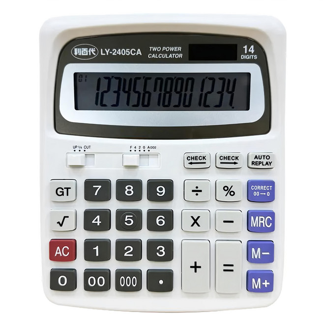 LIBERTY 利百代 14位元計算機 LY-2405CA, 1個, 白色 + 黑色 + 藍色