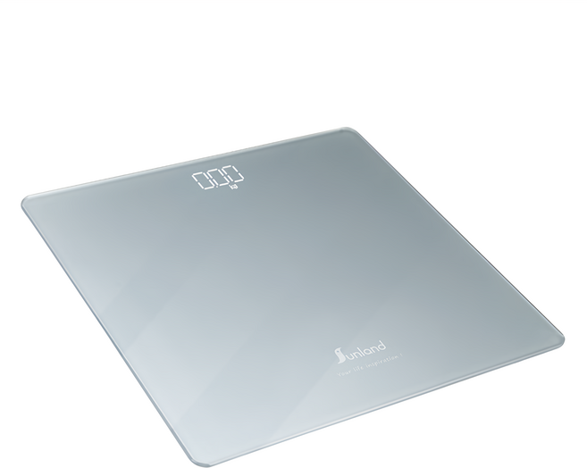 Sunland LED隱屏輕薄電子體重計 4mm薄型鋼化玻璃 安全圓角設計 自動關機, SLHA003, 銀灰, 1個