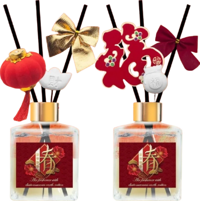 QiMart 箔金招財香氛珪藻擴香瓶, 香水麝香, 200ml, 2件