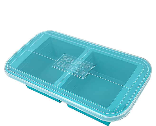 SOUPER CUBES 多功能食品級矽膠保鮮盒 2格, 湖水綠, 1個