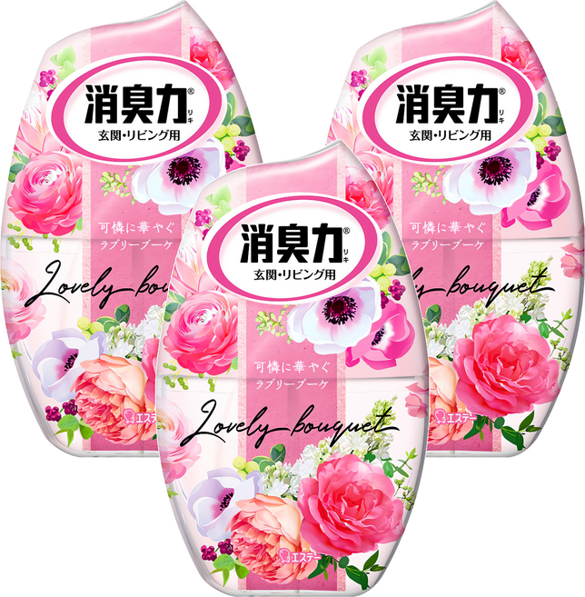 日本 ST 雞仔牌 部屋消臭力 室內芳香劑, 400ml, 3罐, 幸福花朵香