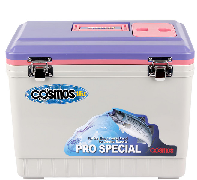 韓國 cosmos 釣魚休閒兩用保冷箱 WJ-711, 16L, 1個, 灰色 + 粉色 + 紫色