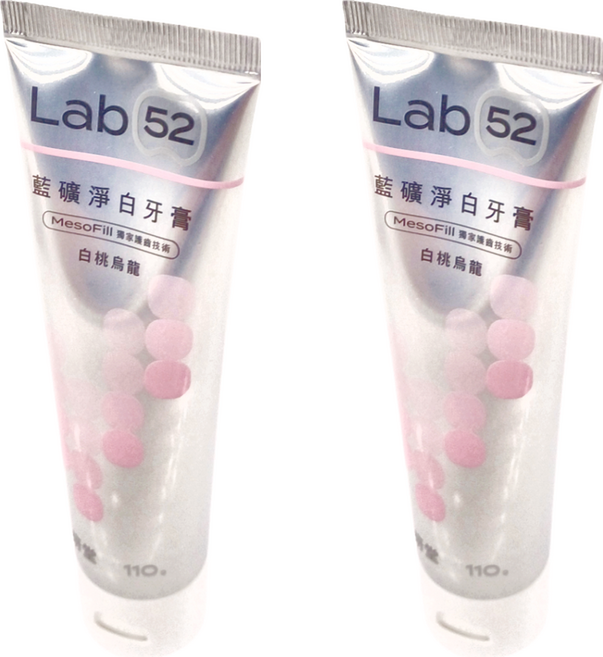 Lab52 齒妍堂 藍礦淨白牙膏 白桃烏龍 口腔清潔 溫和護齒 清新口氣 含氟量1200ppm, 110g, 2條
