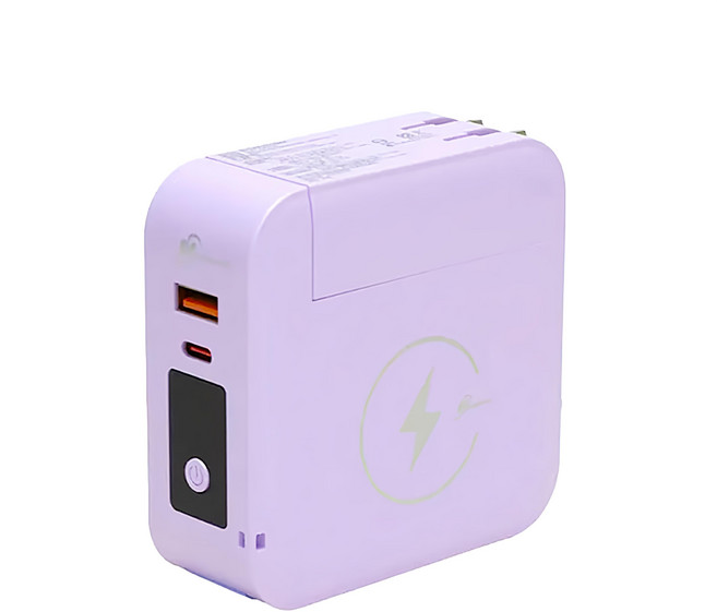 Mediasonic 萬磁王無線快充行動電源10000mAh 海芋紫 內建Type-C/Lightning充電線 可拆卸AC充電頭, GLX4-AWC1W-PL