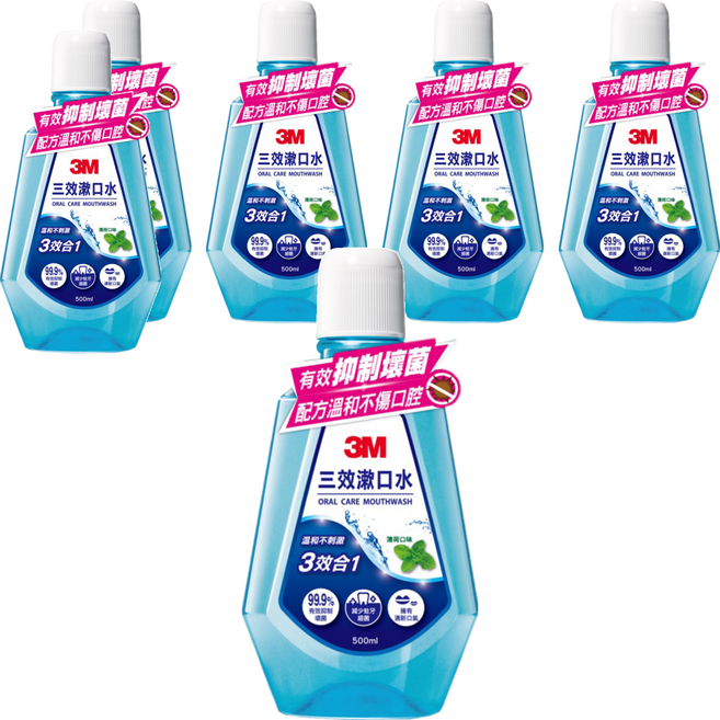 3M 三效漱口水 薄荷口味, 500ml, 6瓶