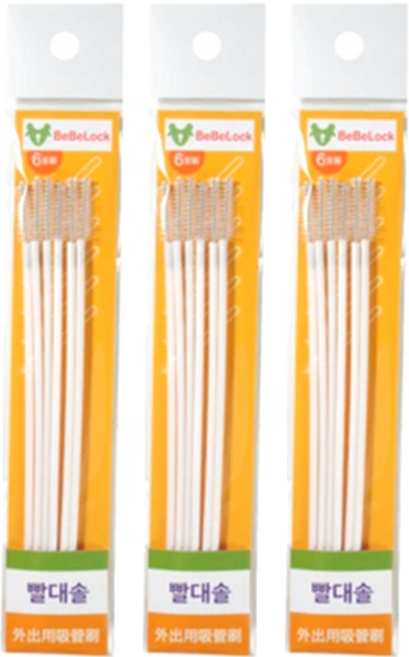 Bebelock 外出用吸管刷 6入組 拋棄式吸管刷, 3包, 透明