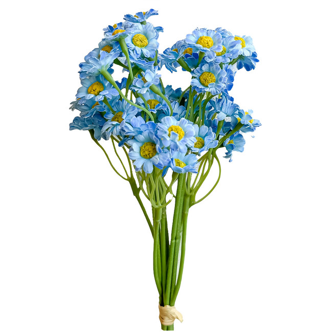 Floral M 花藝 仿真花 法式野餐洋甘菊高雅藍花材, 藍色, 1組