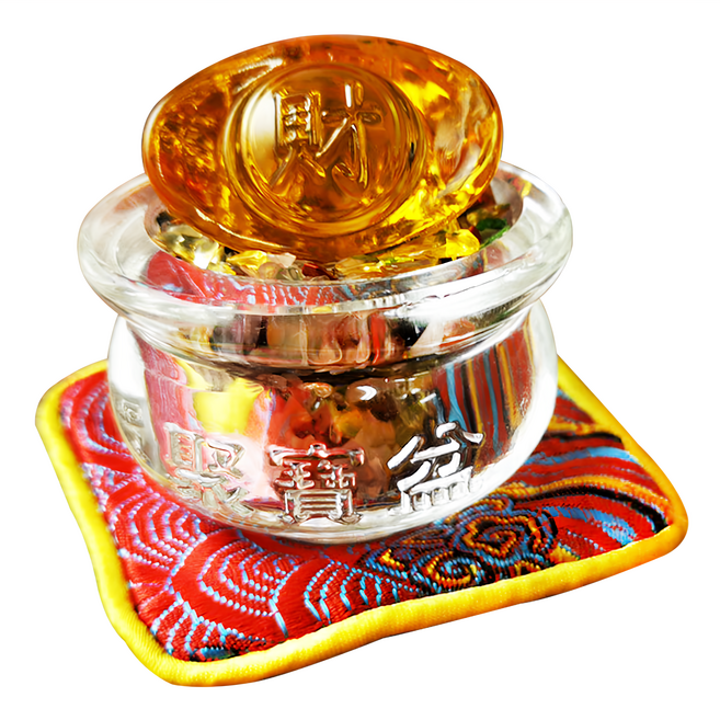 財神小舖 旺財元寶 琉璃水晶聚寶盆擺件, 金, 1個