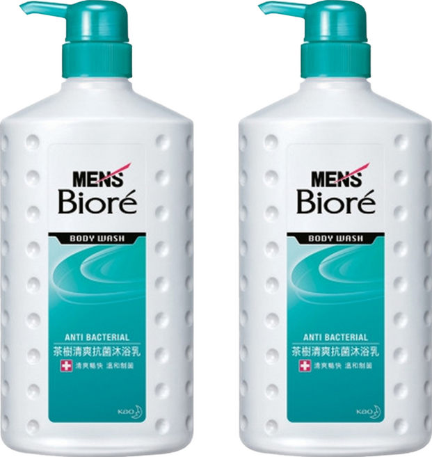 MEN's Biore 台灣公司貨 男性專用 茶樹清爽沐浴乳, 750ml, 2瓶