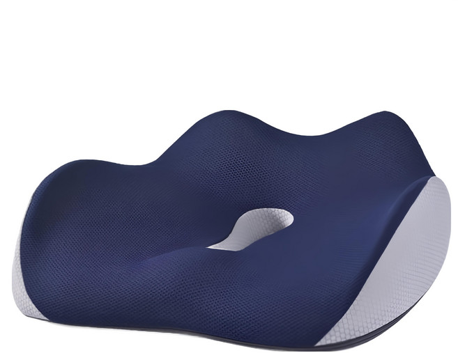 YUNMI 記憶棉坐墊/立體美臀坐墊/痔瘡坐墊/減壓椅墊/孕婦座墊/辦公室椅背墊/汽車坐墊 居家/辦公 新版, 藏青色