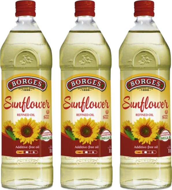 BORGES 西班牙原裝原瓶進口100%純葵花油, 1L, 3瓶