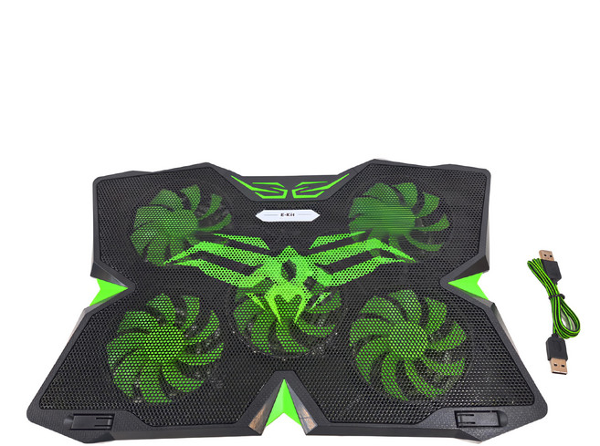 e-kit 逸奇 電競款疾速五旋風筆電散熱墊 CKT-Y2-G USB供電 1400±10%RPM 噪音水平小於35dBA, 綠色, 1個