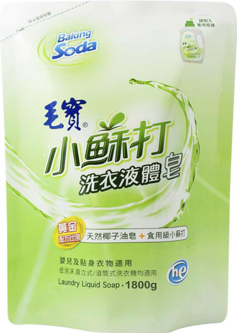 毛寶 小蘇打洗衣液體皂 補充包, 1.8kg, 6包