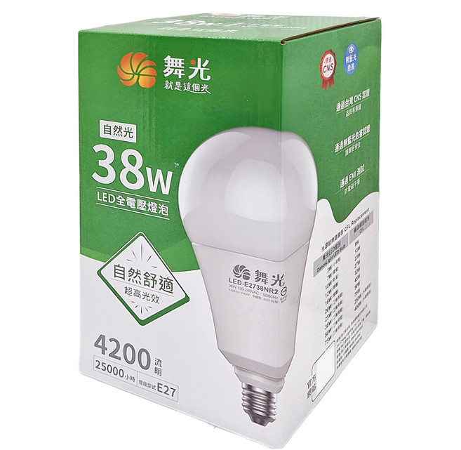 DANCELIGHT 舞光 LED全電壓燈泡 38W, 自然光 白色, 1個
