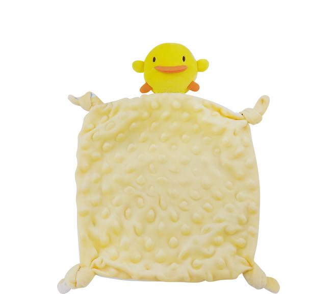 PiYOPiYO 黃色小鴨 逗趣響鈴雙面安撫巾, 黃色, 1個