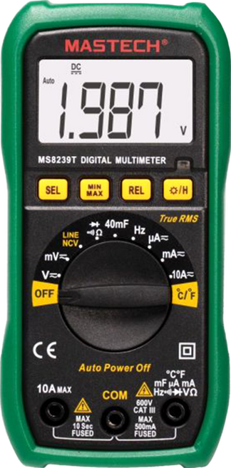 MASTECH 邁世 數位萬用錶 MS8239T RoHS CE UKCA EAC認證 1.5V*2 AAA電池, 1個