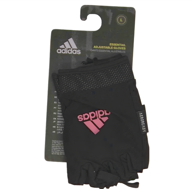 adidas 愛迪達 可調式透氣短指訓練手套, 粉色, 1雙
