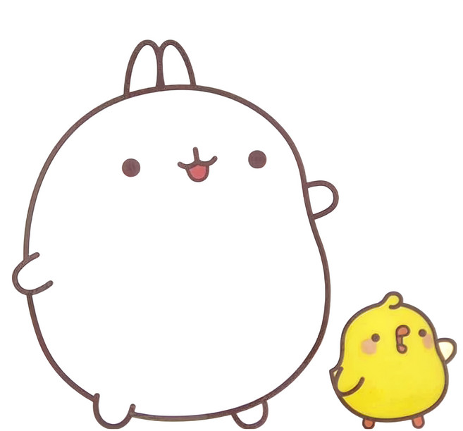 MOLANG 萌浪兔 防水貼紙 13.5cmx13.5cm, 打招呼 白色, 1個