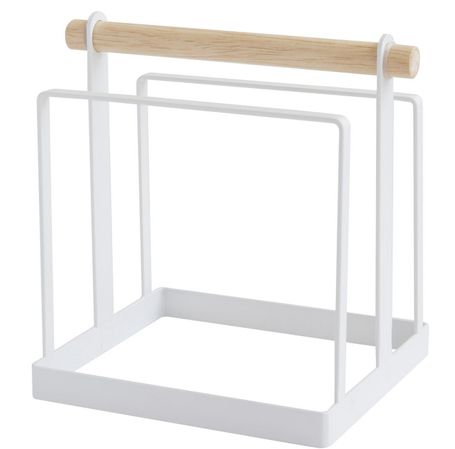 JUST HOME 日式簡約木柄砧板收納架 鐵製穩固耐用 細緻烤漆防水耐污, 白色, 1個