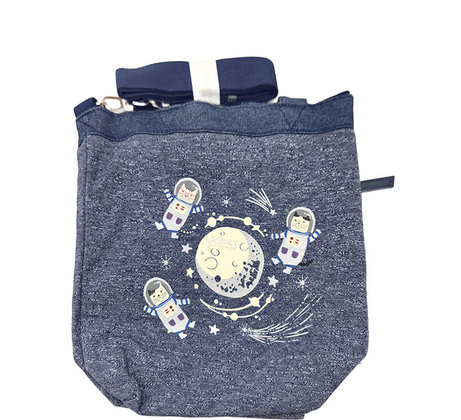 kUSUgURU JAPAN 日本眼鏡貓 NEKOMARUKE 貓丸系列宇宙太空喵星人大容量手提肩背2用包, 藍色