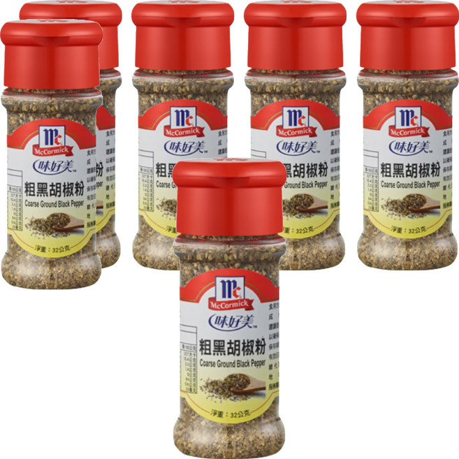 McCormick 味好美 調味料 粗粒黑胡椒粉, 32g, 6瓶
