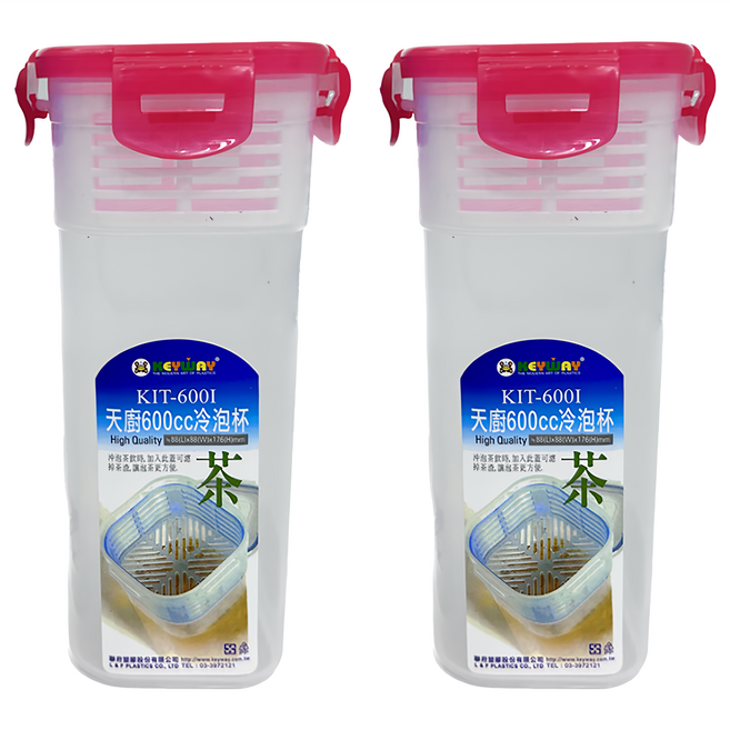 KEYWAY 聯府 天廚冷泡杯 隨行杯 水杯 600ml, 桃紅色, 2個