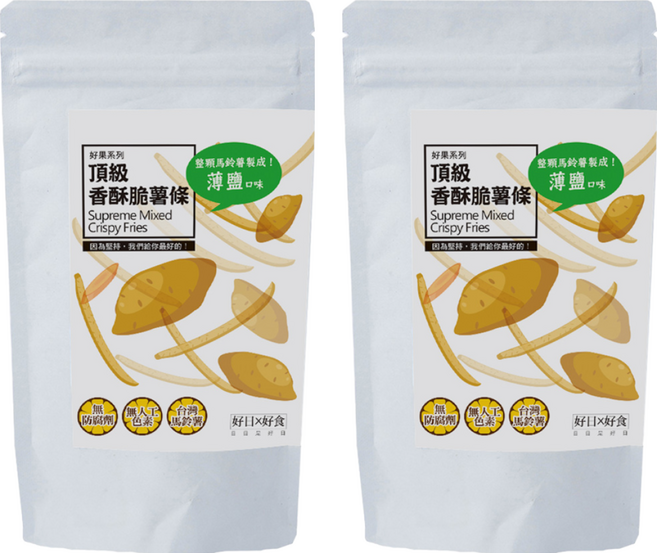 好日Ｘ好食 好果系列 頂級香酥脆薯條 薄鹽口味 全素, 80g, 2包