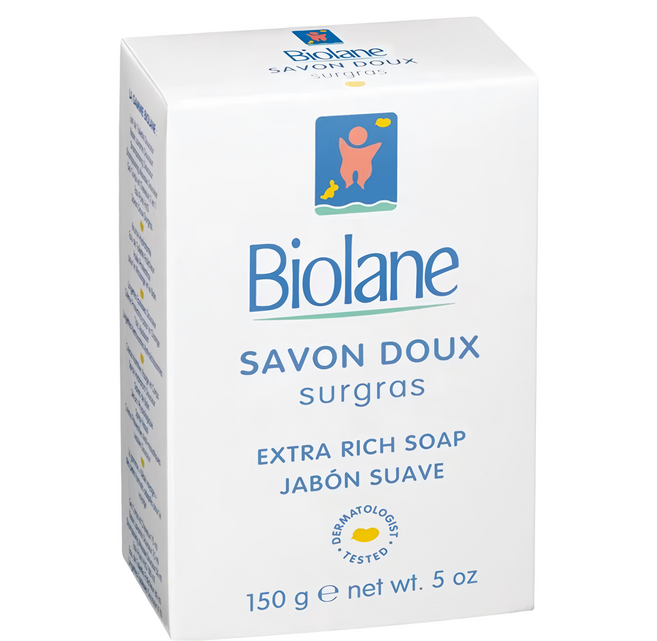 Biolane 法貝兒 嬰兒滋潤皂 溫和不刺激 百分百植物清潔皂 強化保濕 含甜杏仁油, 150g, 1盒