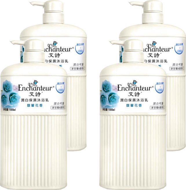 Enchanteur 艾詩 潤白保濕沐浴乳 馥馨花香, 1L, 4瓶