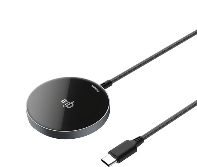 amuok 艾默克 極簡 mini Qi2 磁吸無線充電器 自帶線, 1個, 黑色