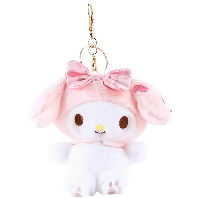 MY MELODY 美樂蒂 可愛造型玩偶吊飾鑰匙圈 16 x 12cm 60g, 美樂蒂春日櫻花 粉色 + 白色, 1個, 16cm