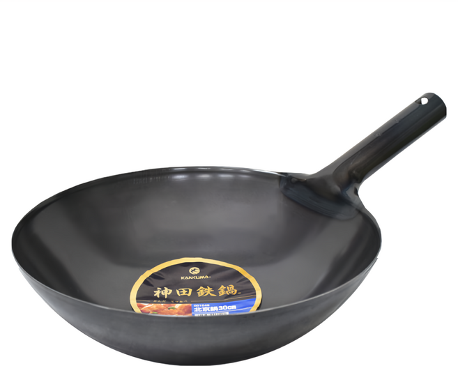 KANKUMA 神田 神田鐵鍋 北京鍋/中華炒鍋/鐵鍋 明火適用 無塗層 日本製, 30cm, 1個