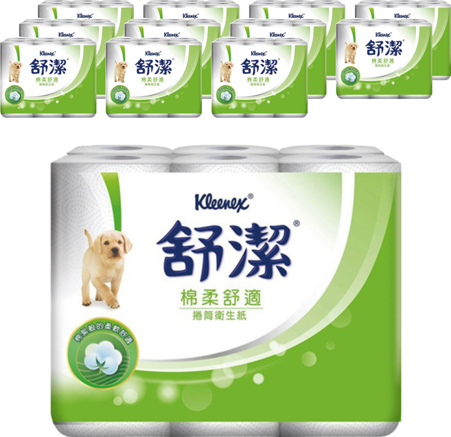 Kleenex 舒潔 棉柔舒適捲筒衛生紙 300張, 12捲, 12袋