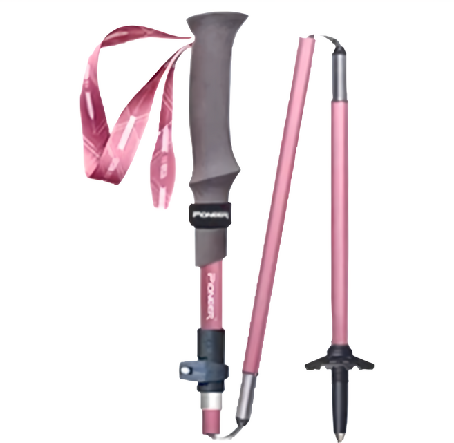 Pioneer 開拓者 新款消光系碳纖維 + 鋁合金五節登山杖 碳纖維2節+鋁合金3節 EVA輕量式手把, 消光粉, 1組