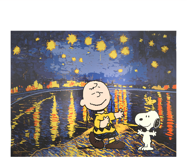 PEANUTS 史努比 大師鉅作A3海報, 隆河上星夜 多色