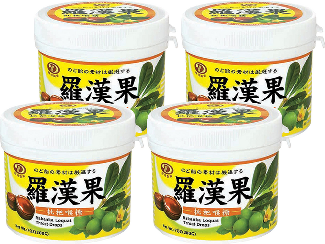 綠得製菓 羅漢果琵琶喉糖罐, 200g, 4罐