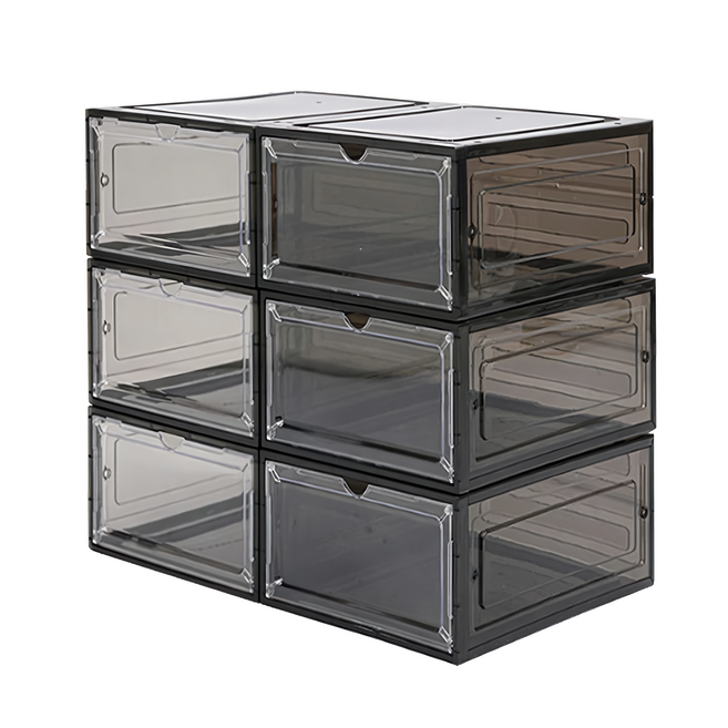 AOTTO 創意傢俱 磁吸加厚收納鞋盒 AL-210BK 33.8 x 27 x 21cm, 茶色, 6個