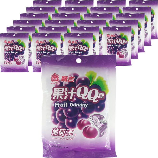義美 寶吉果汁QQ糖 葡萄, 88g, 24袋